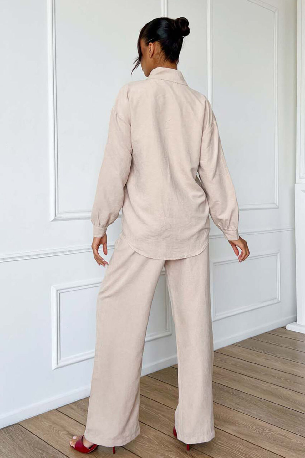 Ismera σετ πουκάμισο παντελόνι μπεζ - Image 3