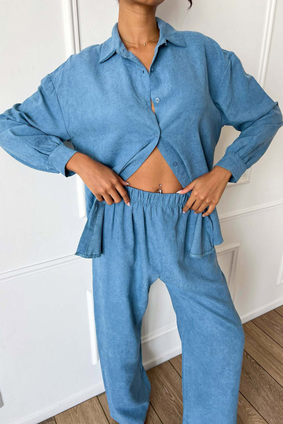 Ismera σετ πουκάμισο παντελόνι μπλε ραφ - Image 2