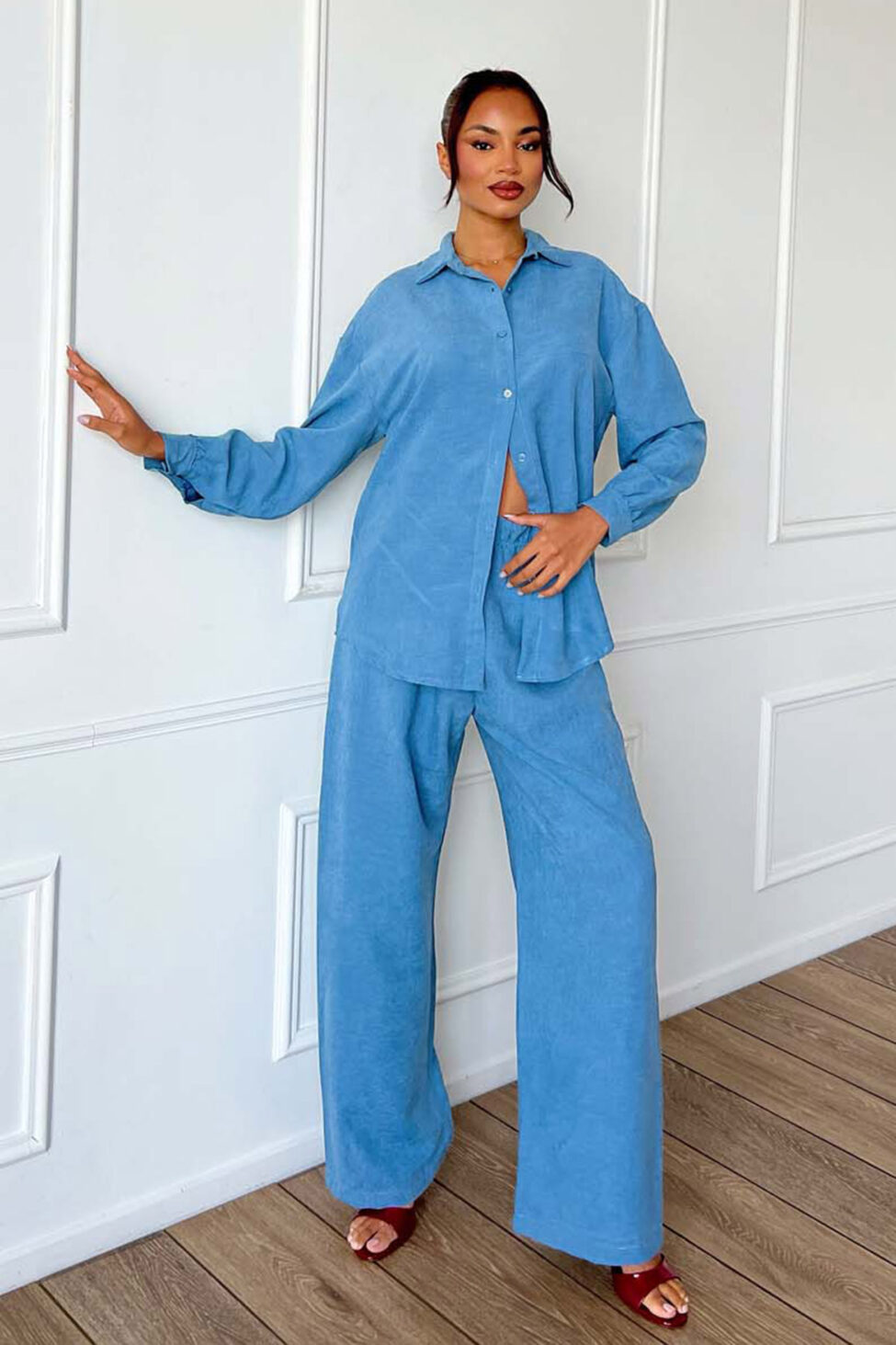 Ismera σετ πουκάμισο παντελόνι μπλε ραφ - Image 3