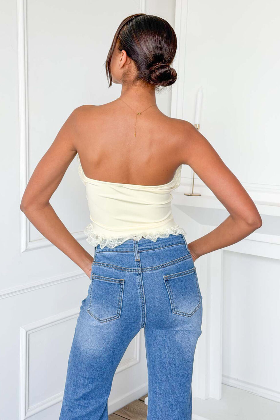 Jace κορσές στραπλές με λεπτομέρειες δαντέλας κίτρινο - Image 2