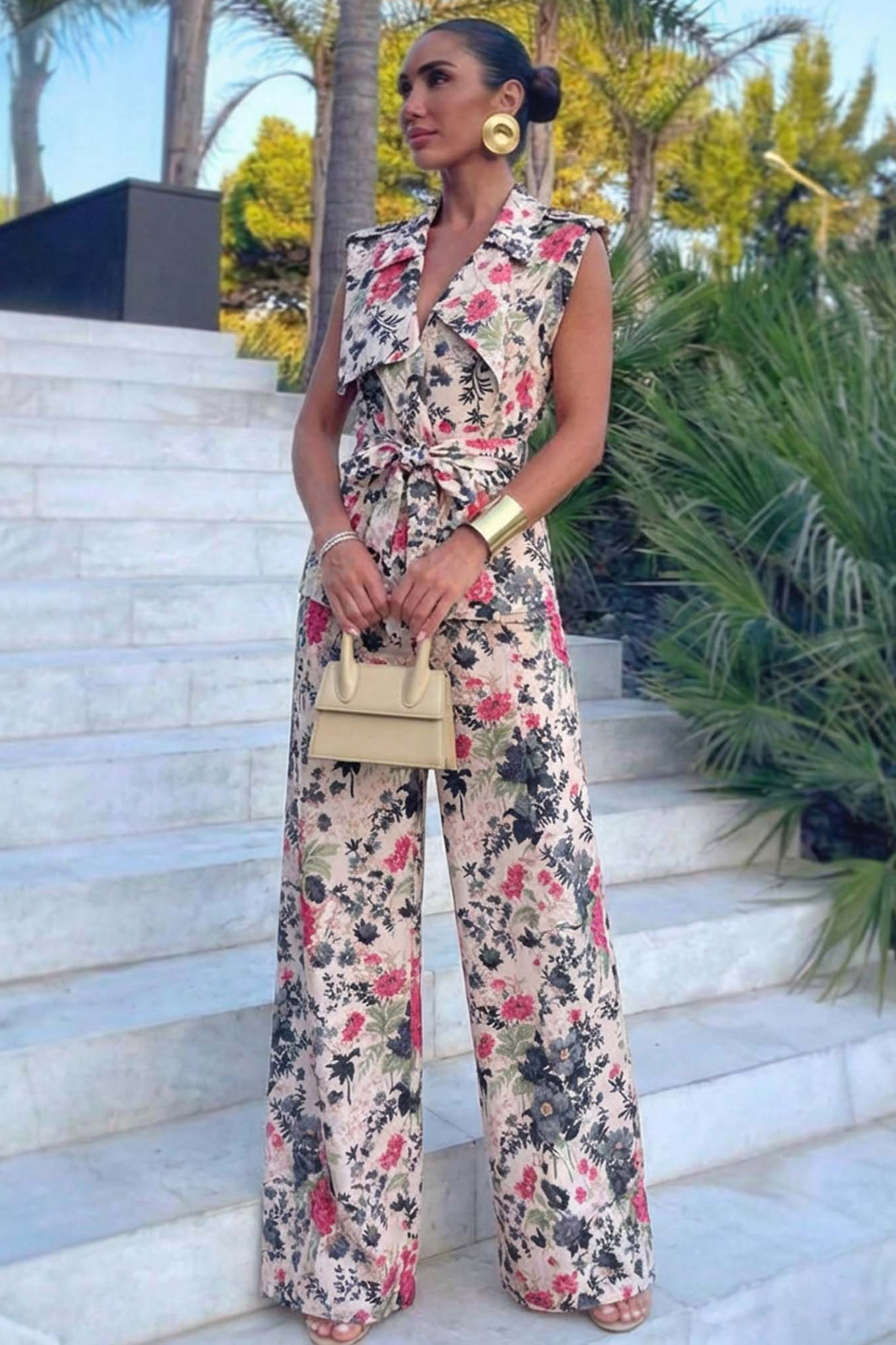 Jasmel σετ γιλέκο παντελόνι φλοράλ μωβ Jasmel σετ γιλέκο παντελόνι φλοράλ μωβ - Image 1