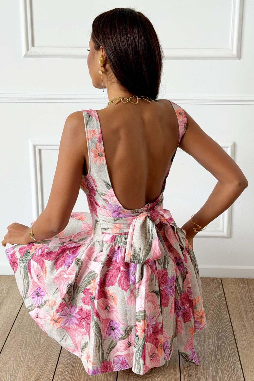 Jelda μίνι φόρεμα φλοράλ μπεζ - Image 3