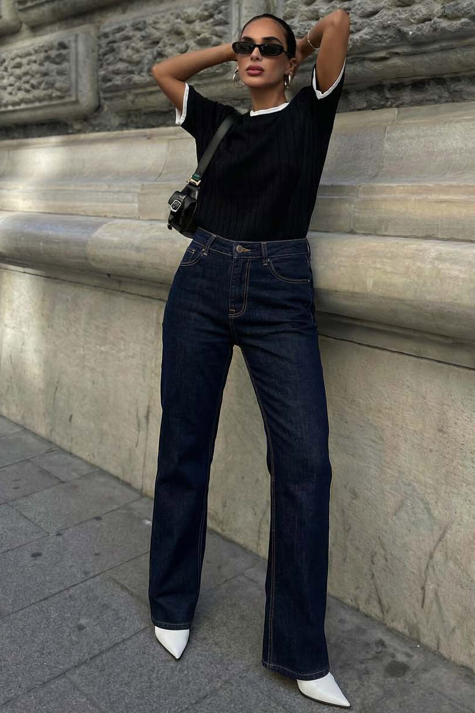 Jemima ψηλόμεσο τζιν σε ίσια γραμμή μπλε σκούρο - Image 2