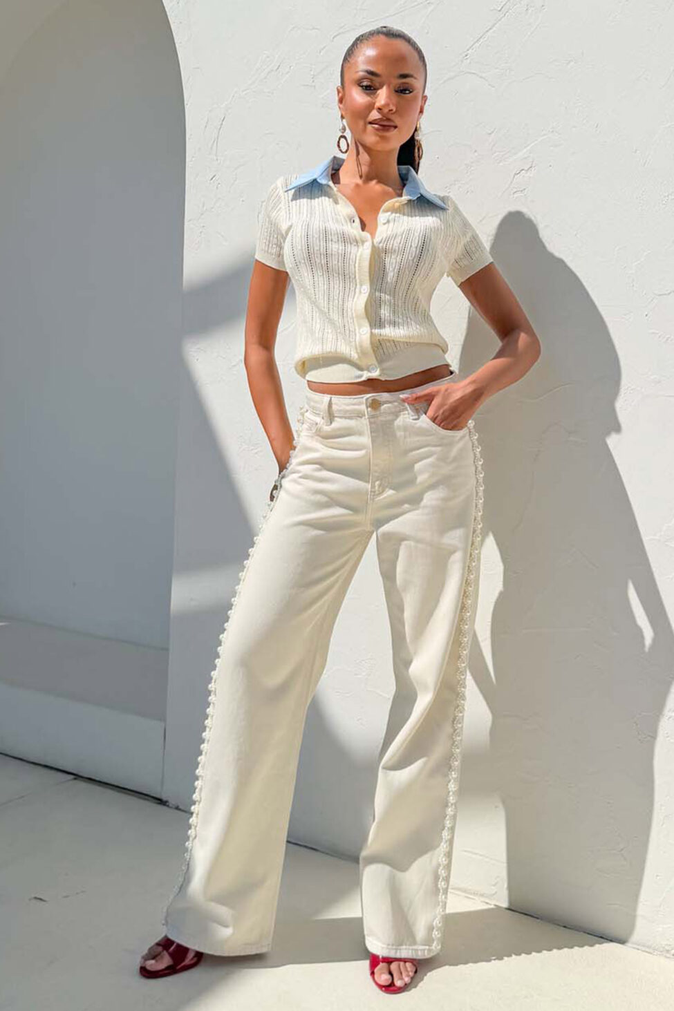 Jessica ψηλόμεσο τζιν παντελόνι λευκό - Image 3