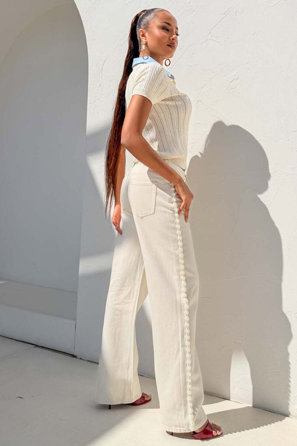 Jessica ψηλόμεσο τζιν παντελόνι λευκό - Image 5