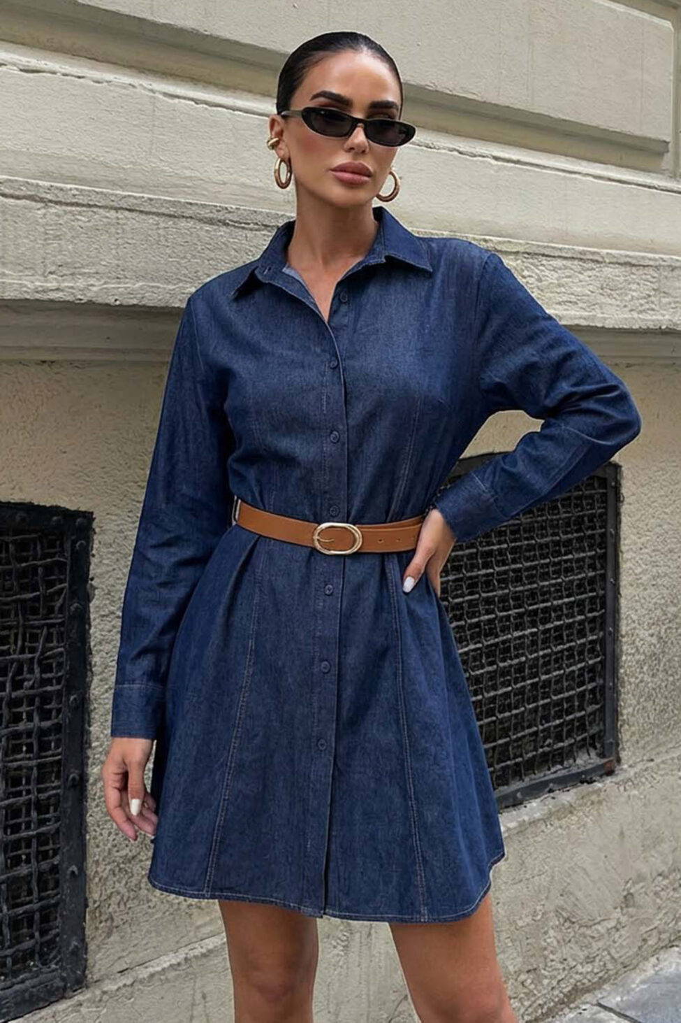 Karyn τζιν μίνι φορέμα με ζώνη μπλε - Image 2