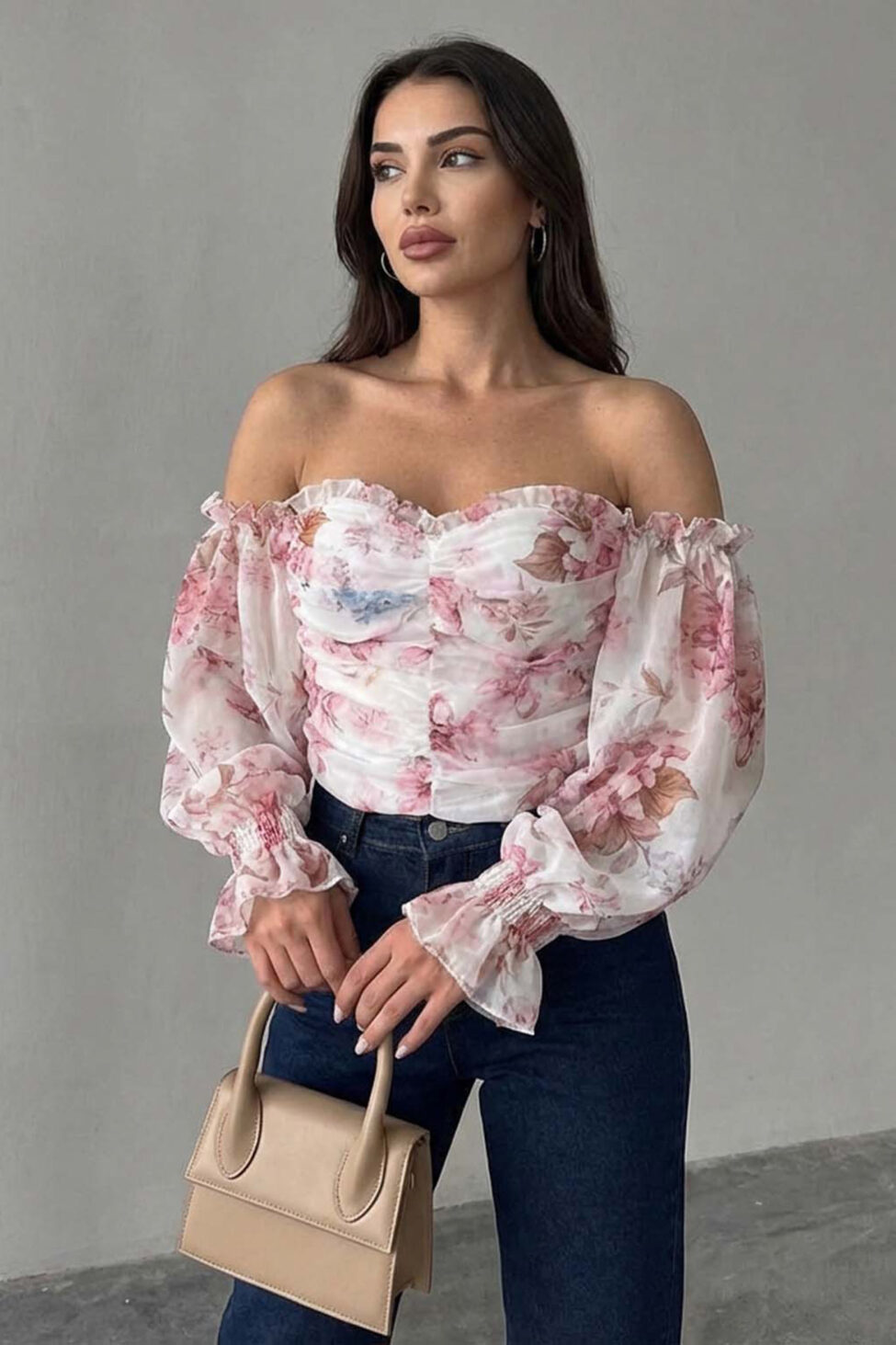 Kimana φλοραλ κροπ τοπ ροζ - Image 2