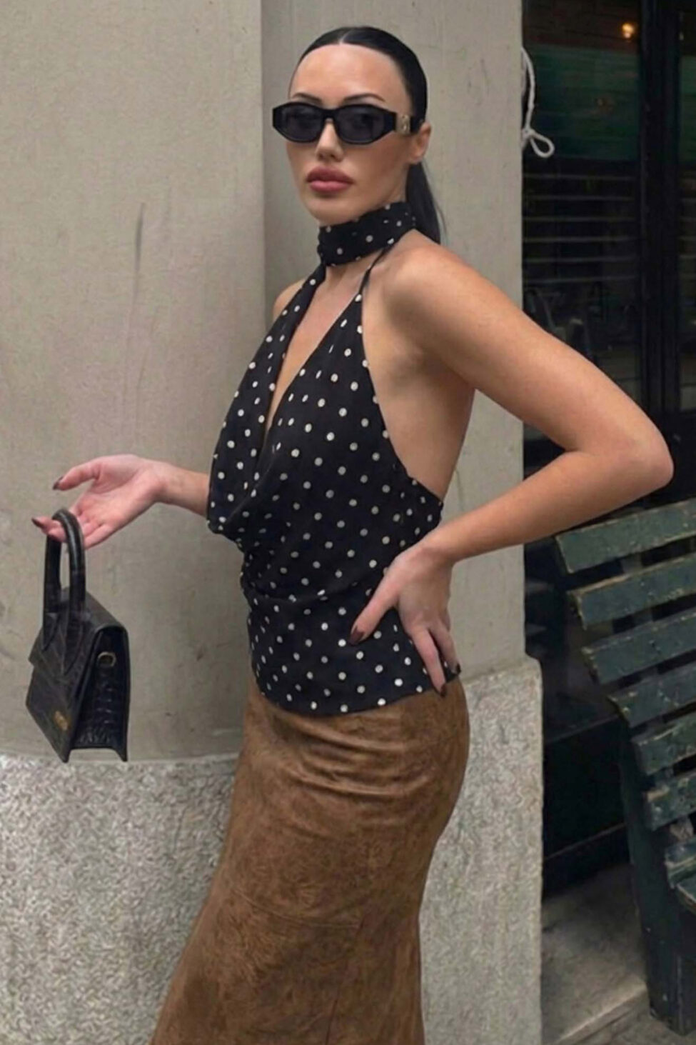 Kofi τοπ με λαιμόκοψη ντραπέ μαύρο - Image 2