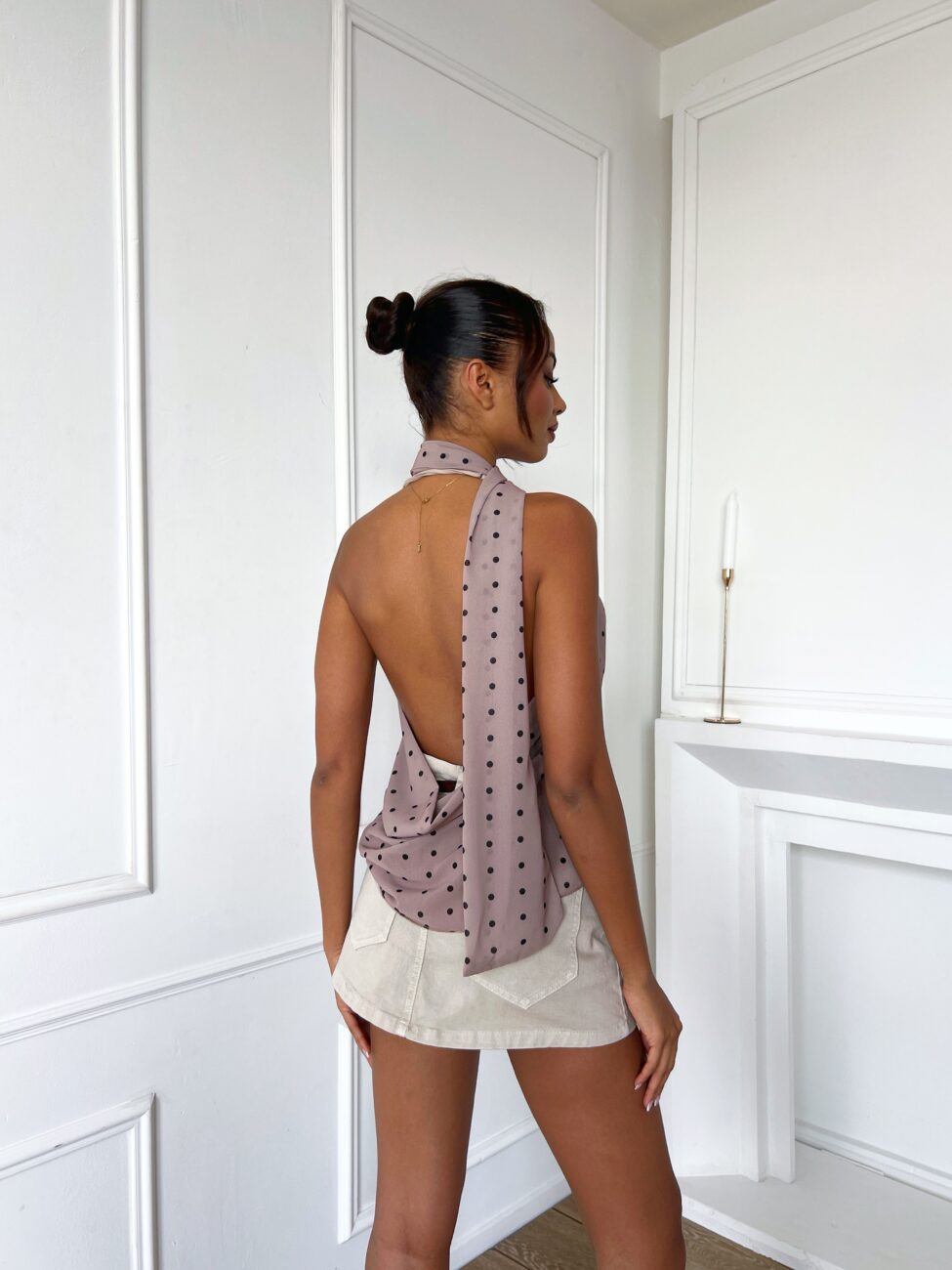 Kofi τοπ με λαιμόκοψη ντραπέ μπεζ - Image 3