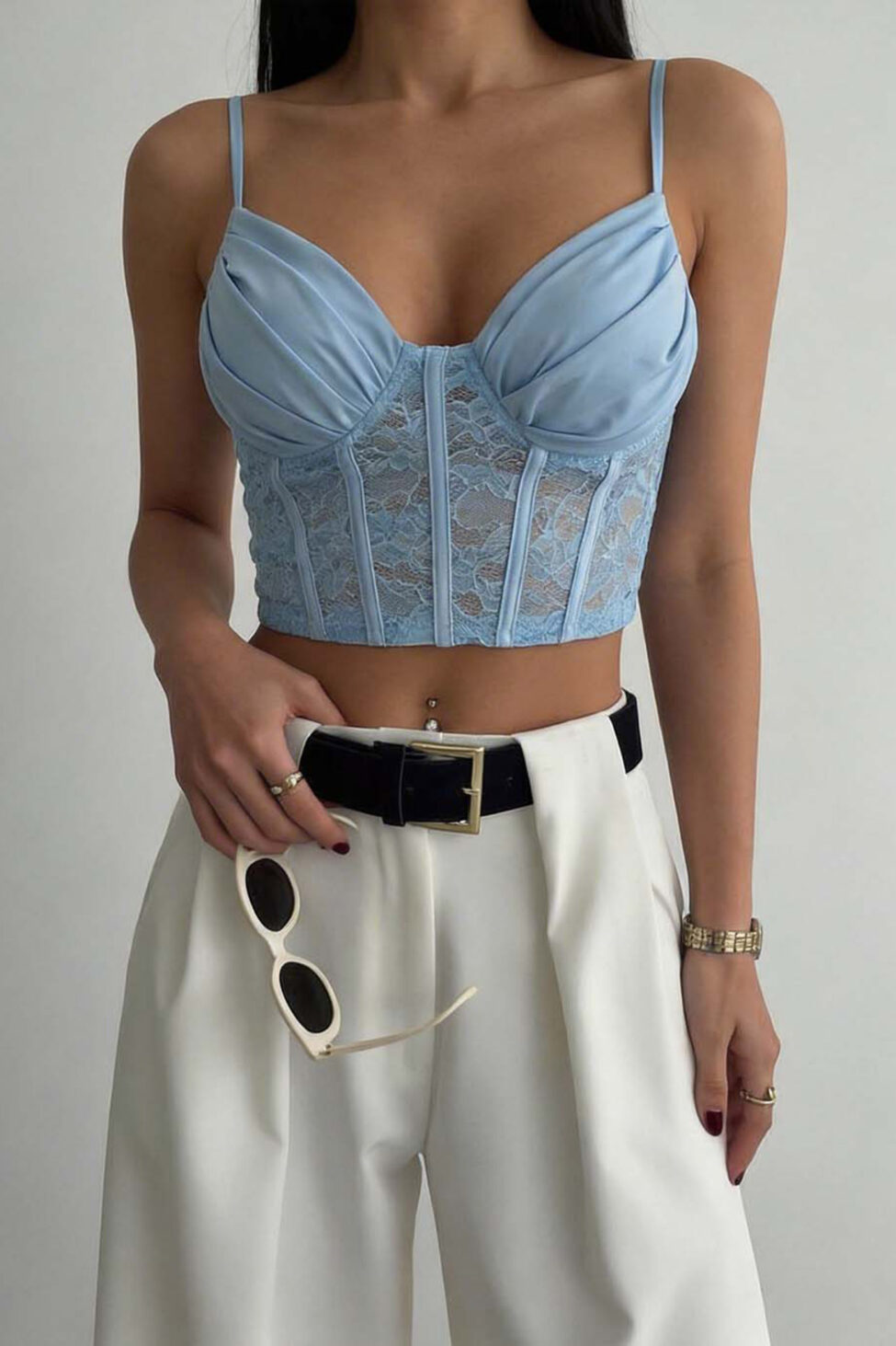 Leila κορσές με δαντέλα σιελ - Image 2