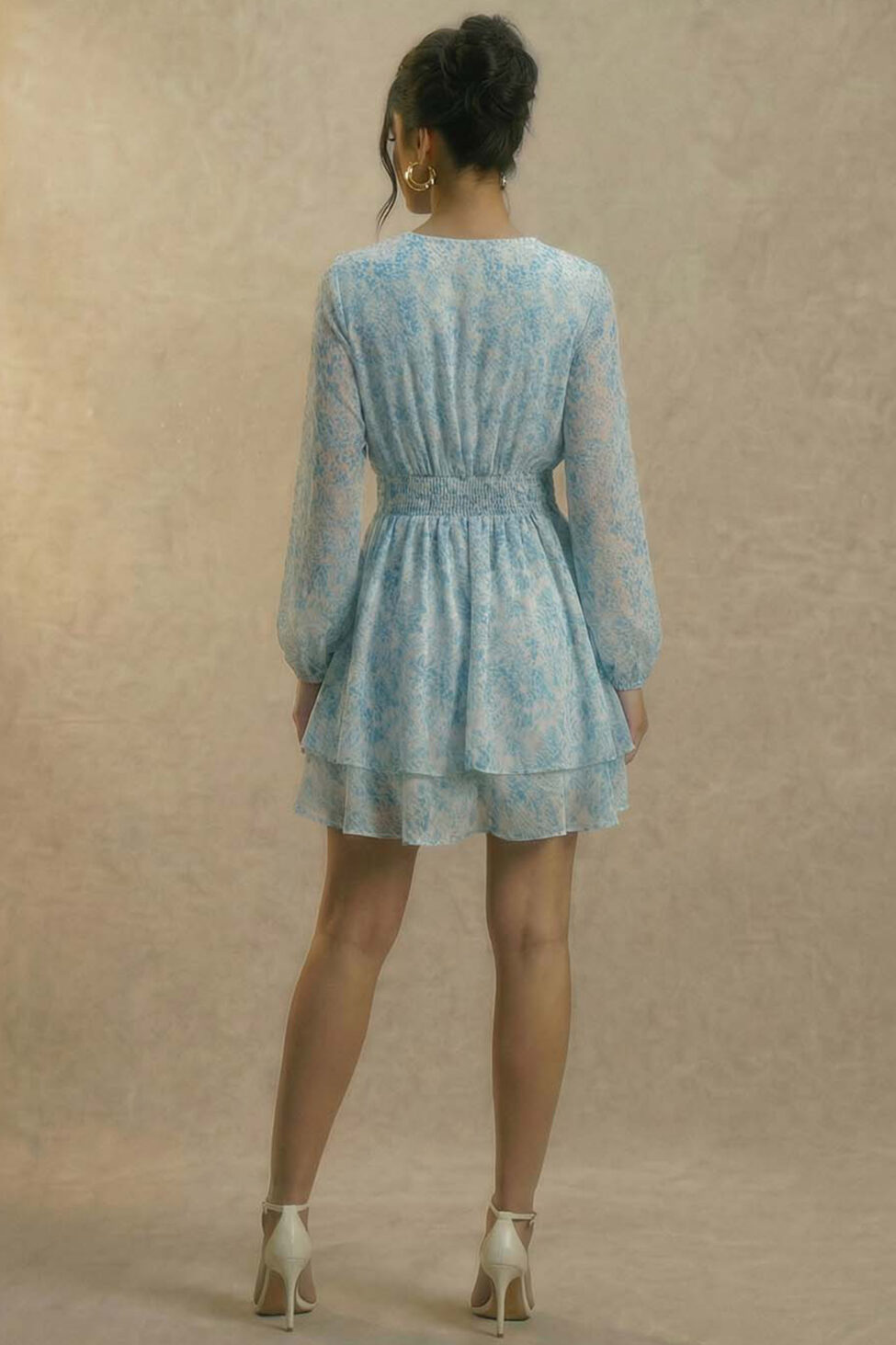 Leina κρουαζέ  μίνι φόρεμα φλοραλ σιελ - Image 2