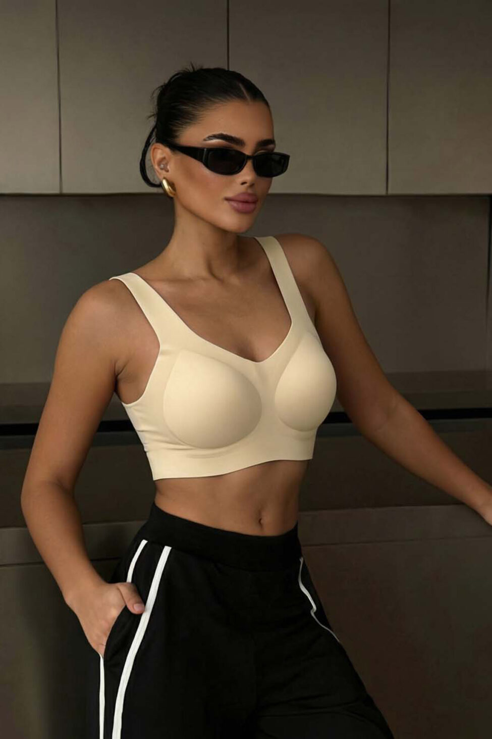 Lioris αθλητικό τοπ μπεζ - Image 2