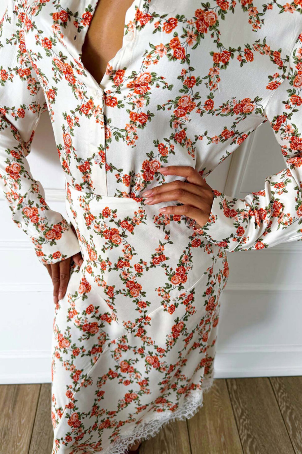 Louane σετ πουκάμισο- φούστα φλοράρ πορτοκαλί - Image 6