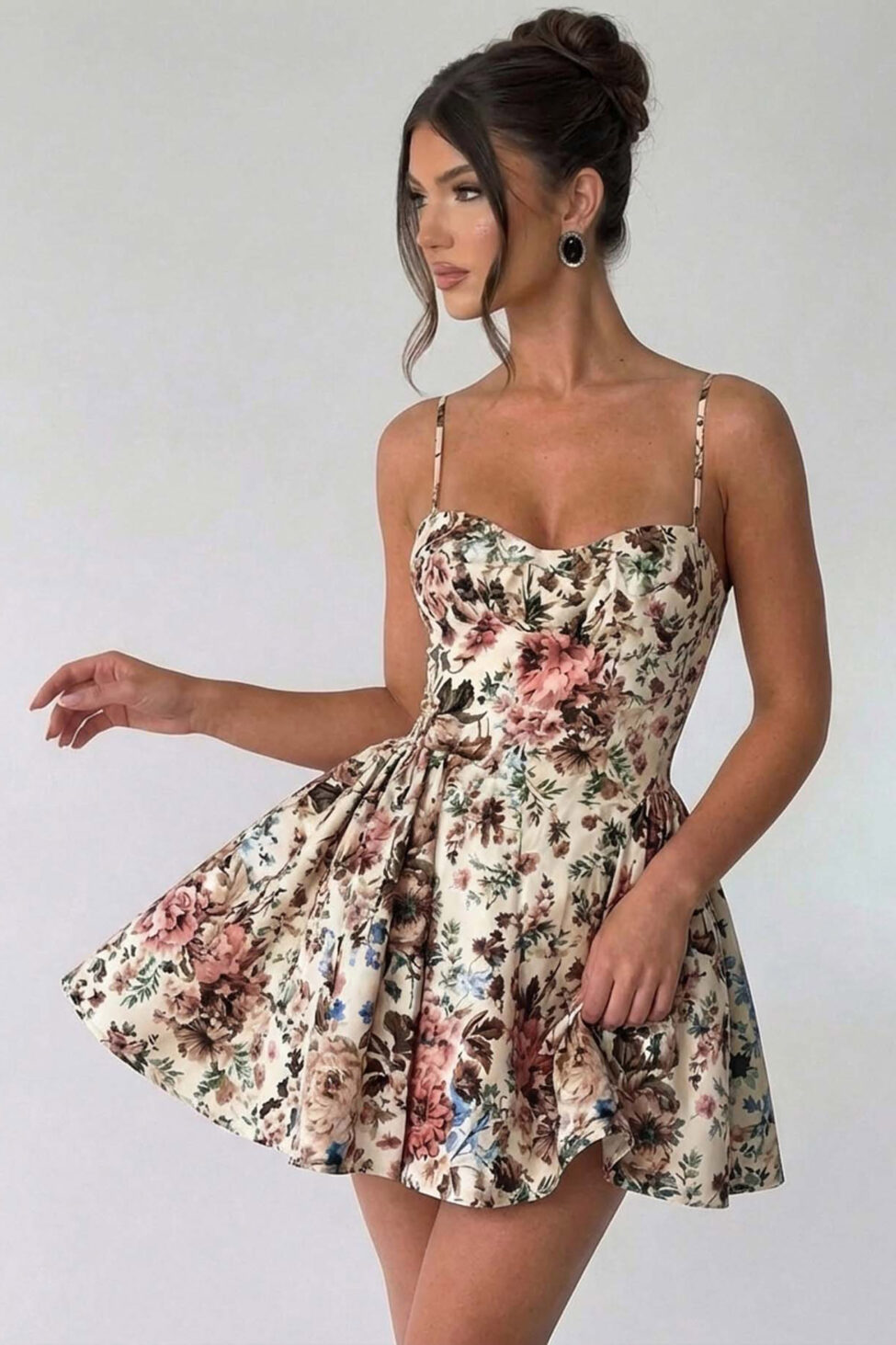 Lucette μίνι φόρεμα φλοράλ μπεζ - Image 2