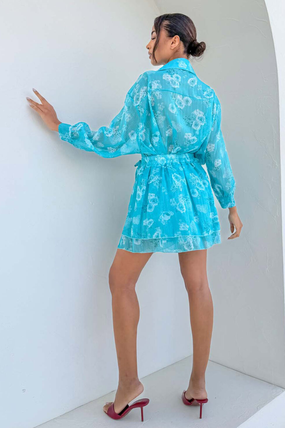 Lylia σετ μίνι φούστα πουκάμισο φλοράλ βεραμάν - Image 2