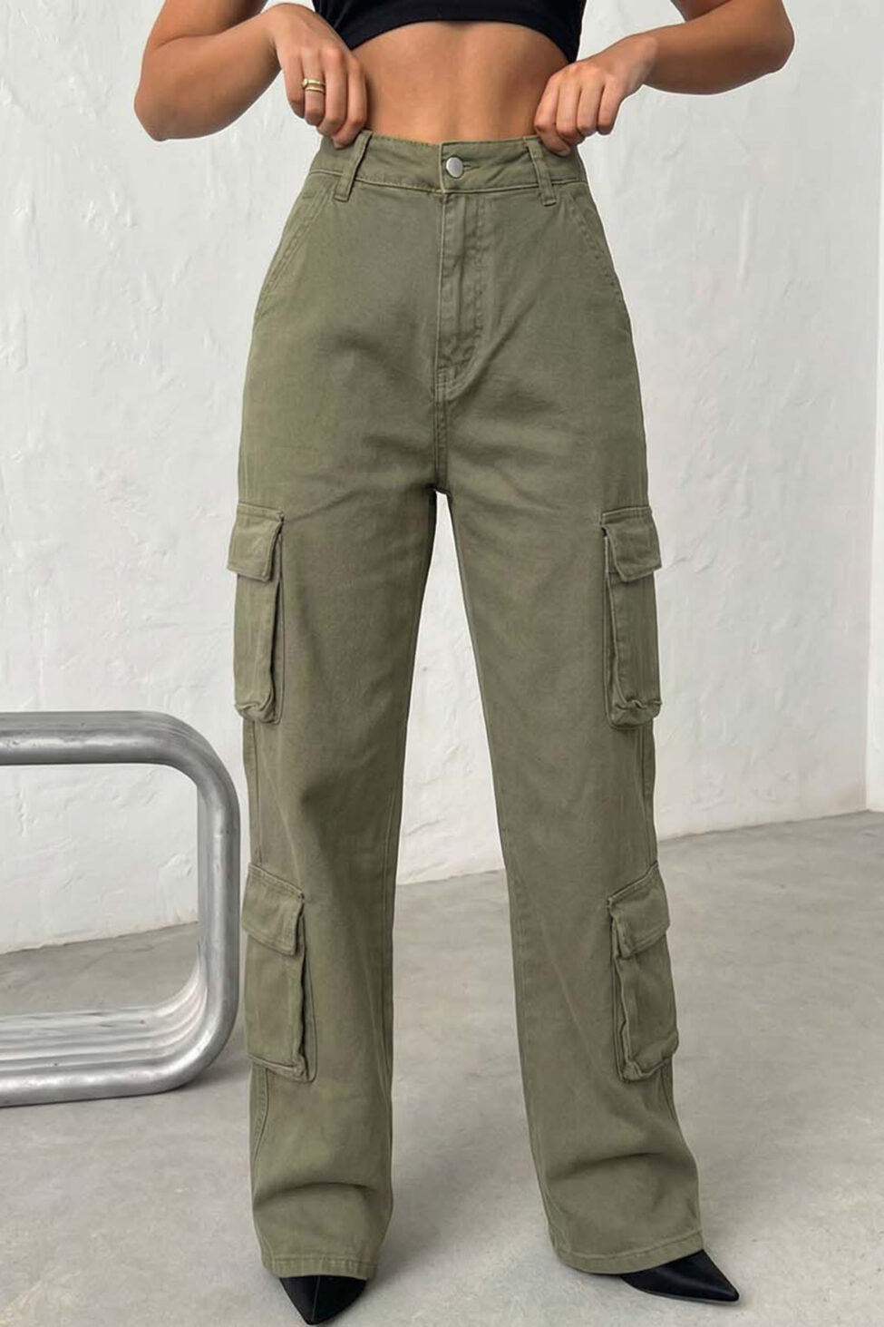 Madly ψηλόμεσο cargo παντελόνι χακί - Image 2
