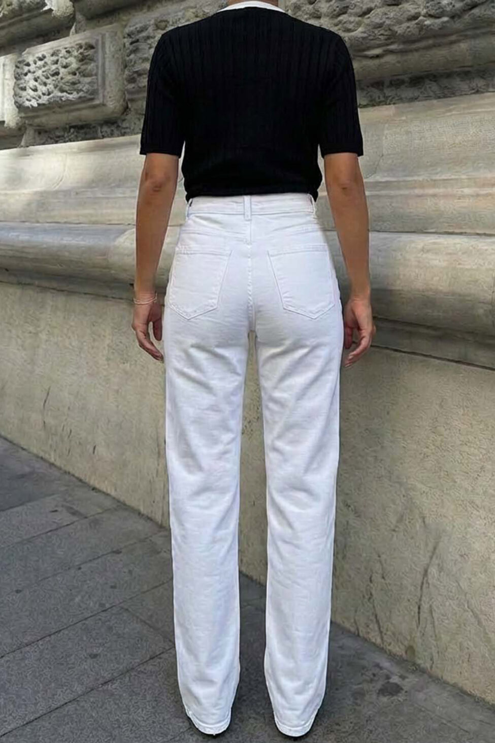 Maisey ψηλόμεσο τζιν παντελόνι λευκό - Image 2