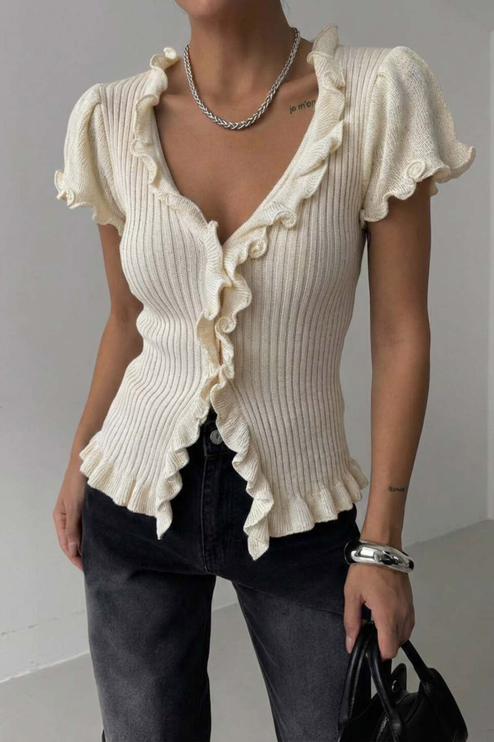 Manisa ζακέτα με βολάν μπεζ - Image 2