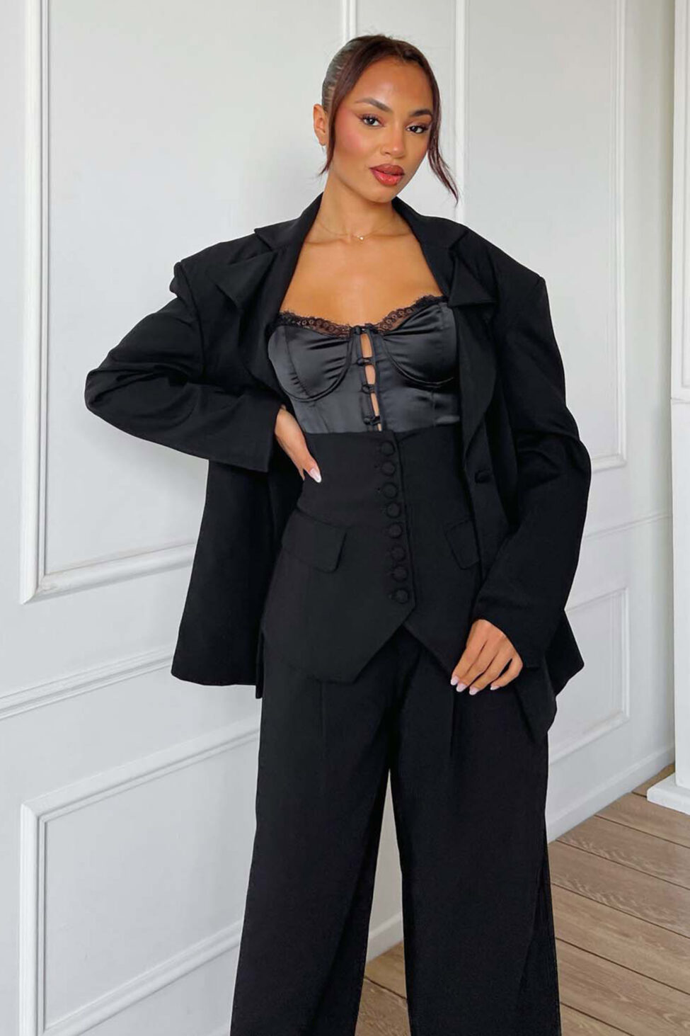 Marlene σετ σακάκι παντελόνι μαύρο - Image 3