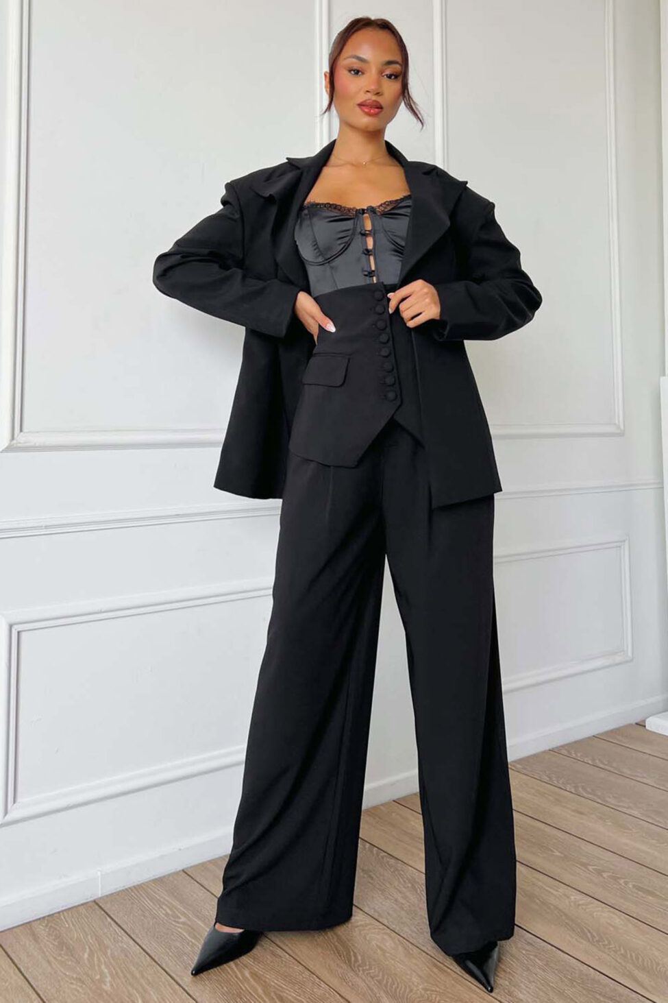 Marlene σετ σακάκι παντελόνι μαύρο - Image 4