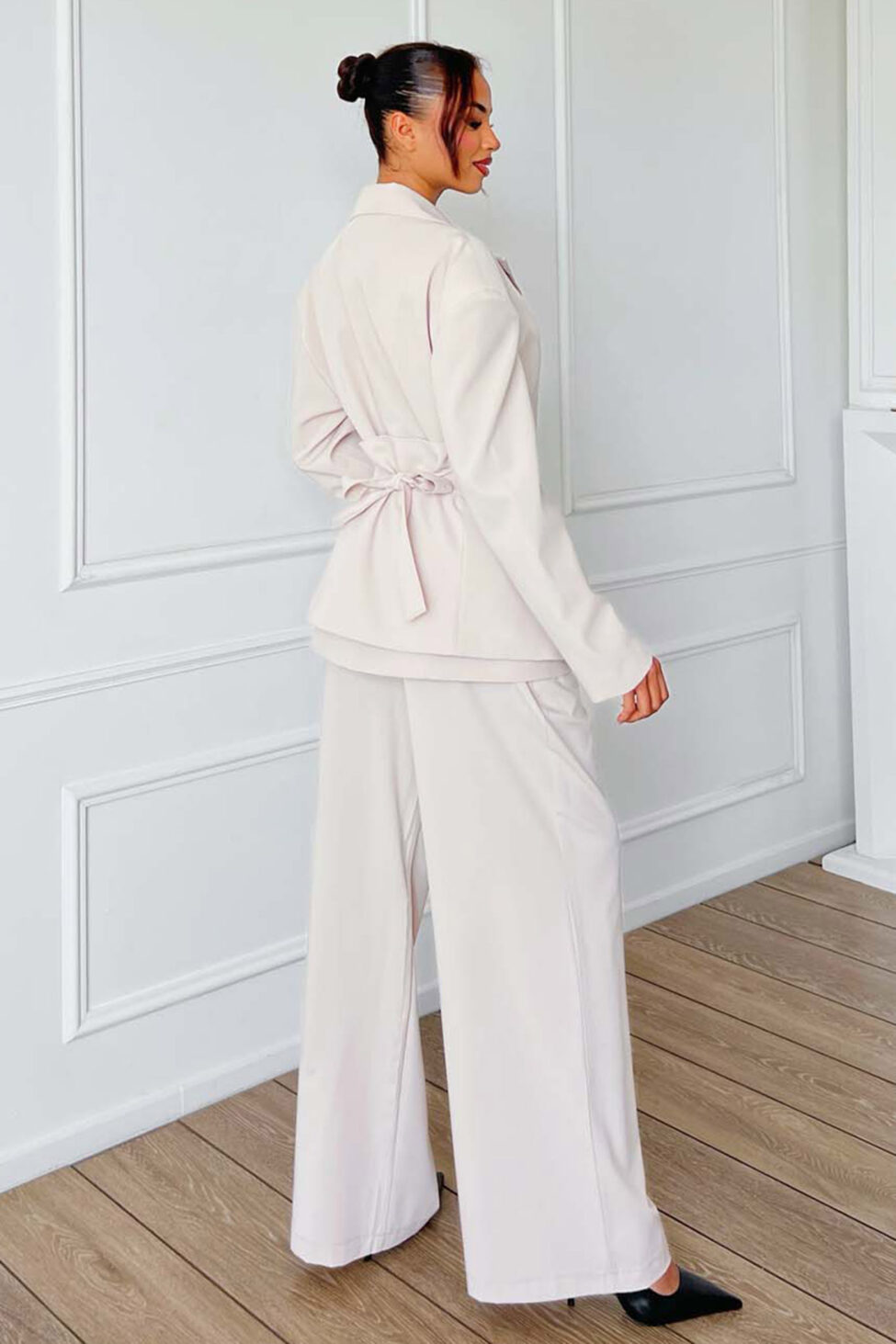 Marlene σετ σακάκι παντελόνι μπεζ - Image 4