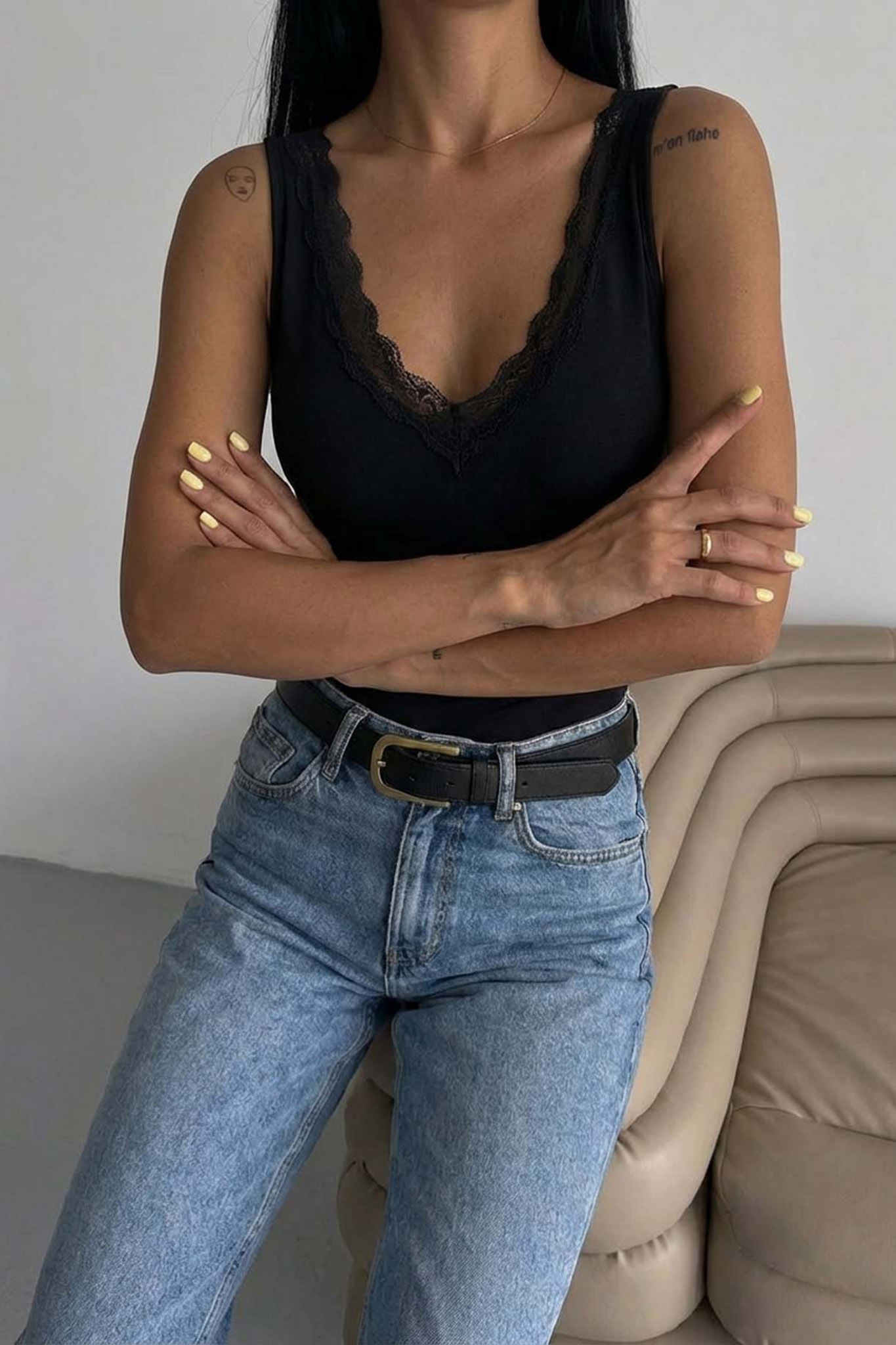 Melanka κορμάκι τοπ με δαντέλα μαύρο Melanka κορμάκι τοπ με δαντέλα μαύρο - Image 1