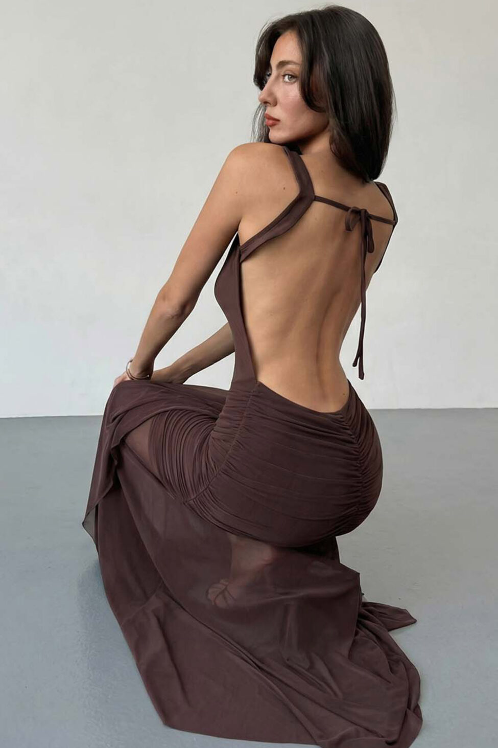 Moira μάξι φόρεμα καφέ - Image 2