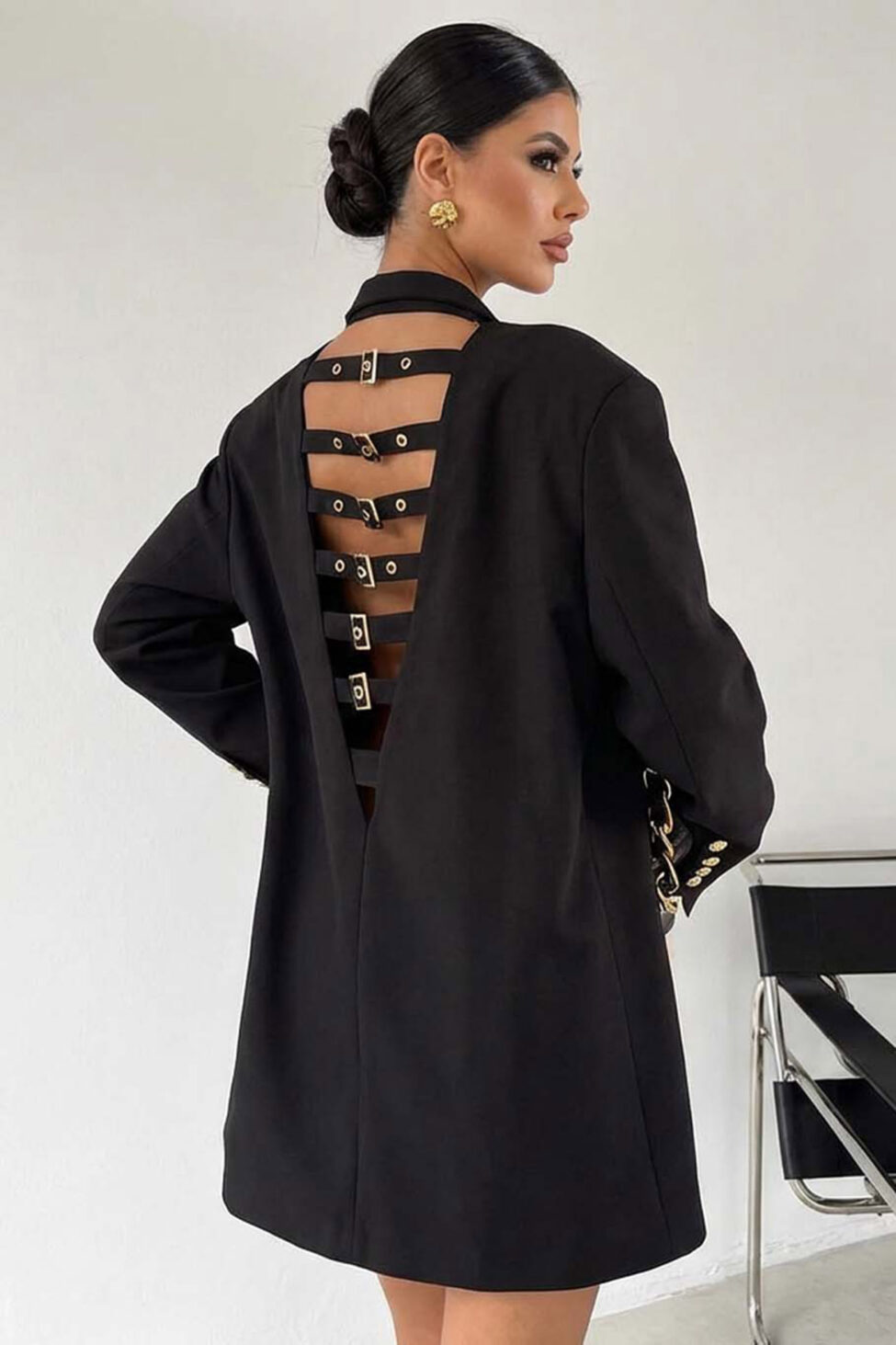 Mural μίνι φόρεμα σακάκι μαύρο - Image 2