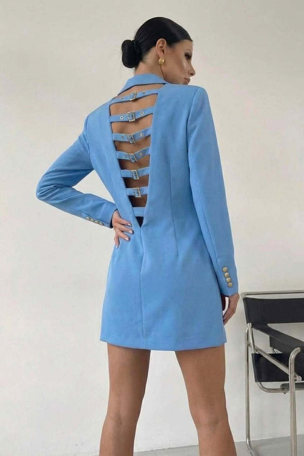 Mural μίνι φόρεμα σακάκι σιελ - Image 2