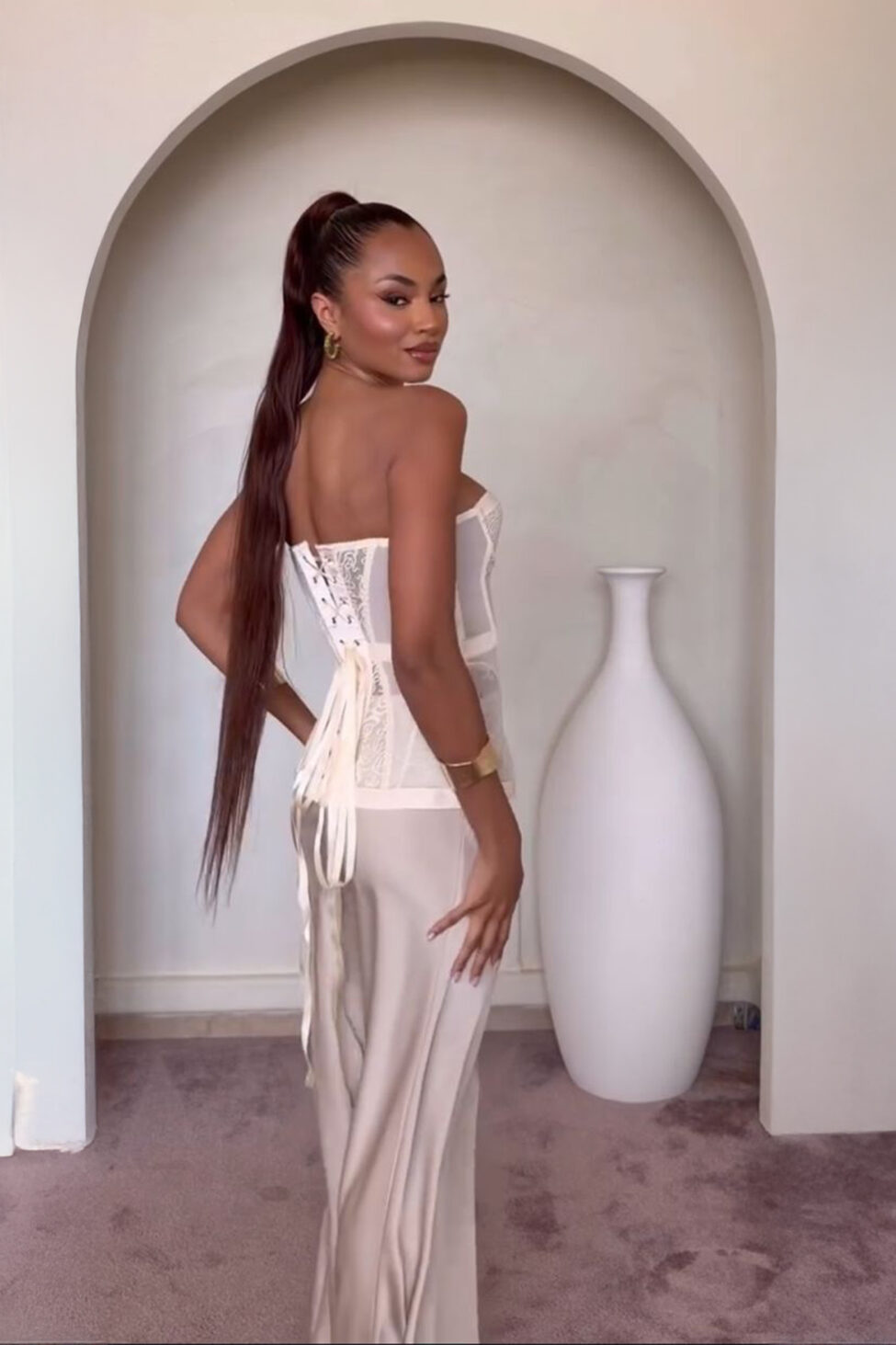 New York σετ φούστα κορσές μπεζ - Image 4