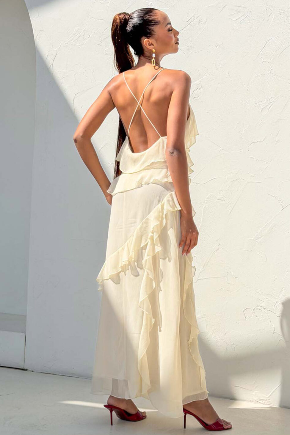 Olite μάξι φόρεμα μπεζ - Image 3