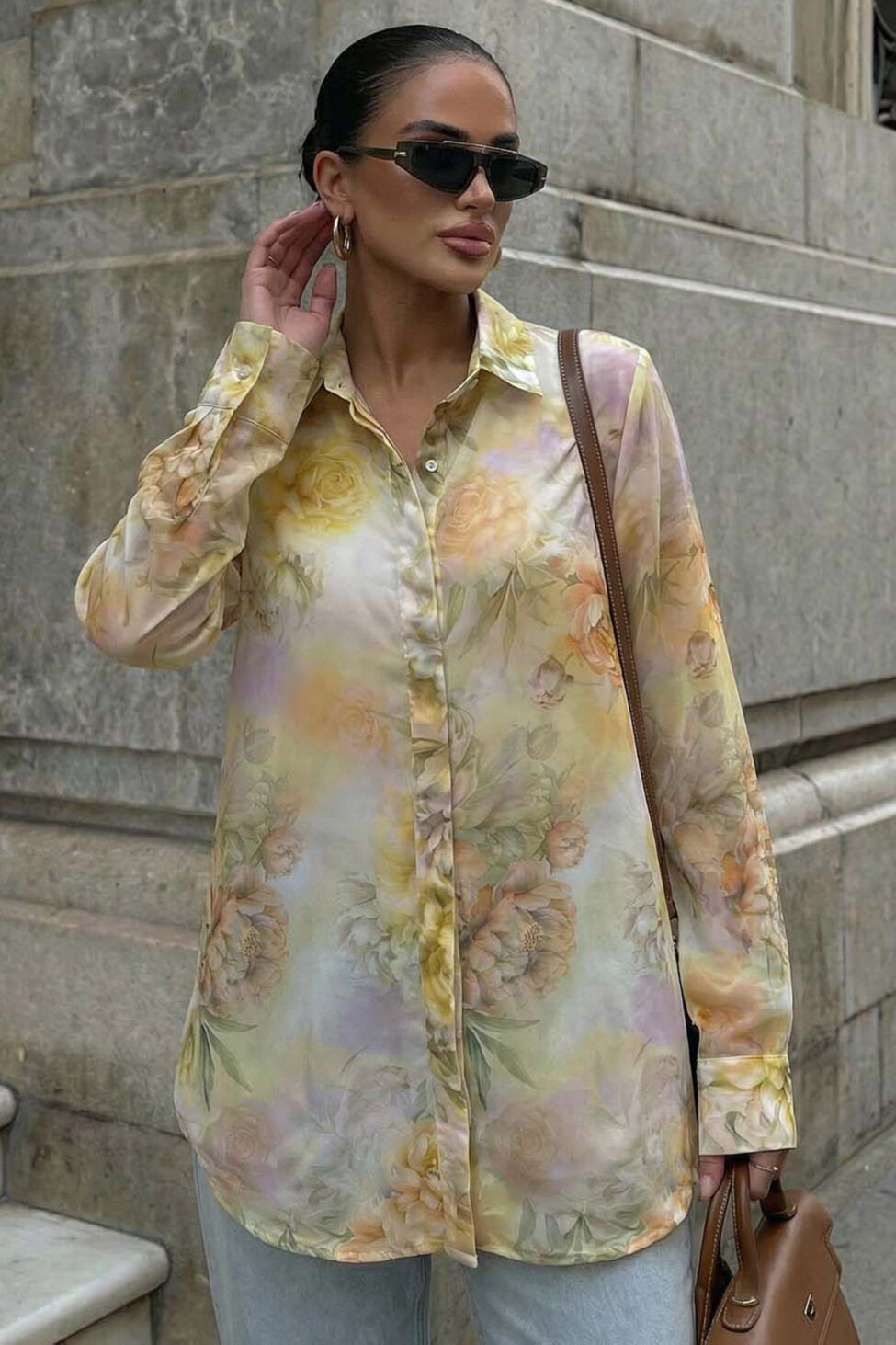 Oria πουκάμισο φλοράλ κίτρινο - Image 2
