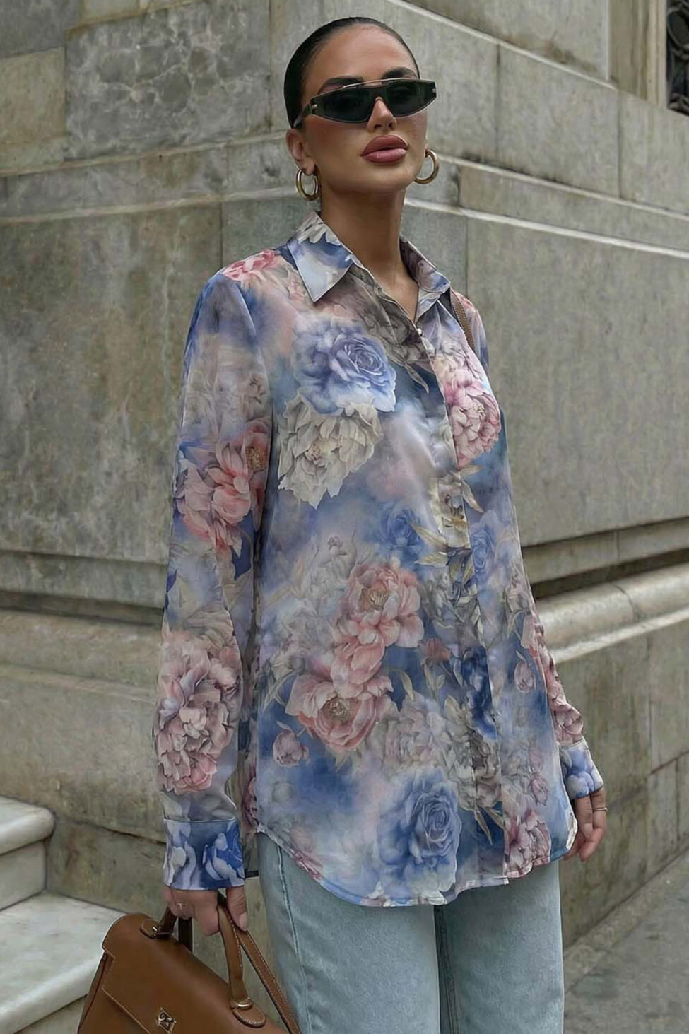 Oria πουκάμισο φλοράλ μπλε - Image 2