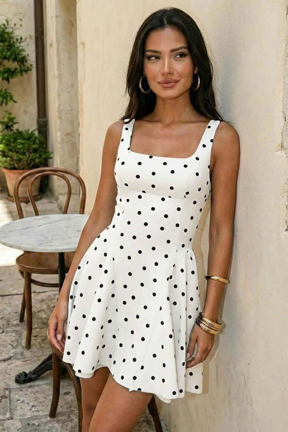 Parisienne μίνι φόρεμα πουά λευκό - Image 2