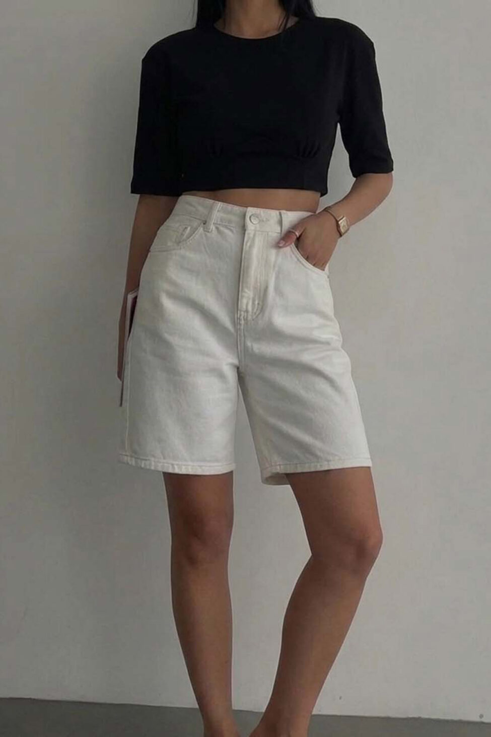 Parvati τζιν σορτς βερμούδα λευκό - Image 2
