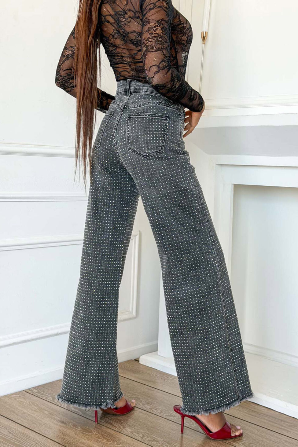 Playgirl τζιν παντελόνι με στρας γκρι - Image 2