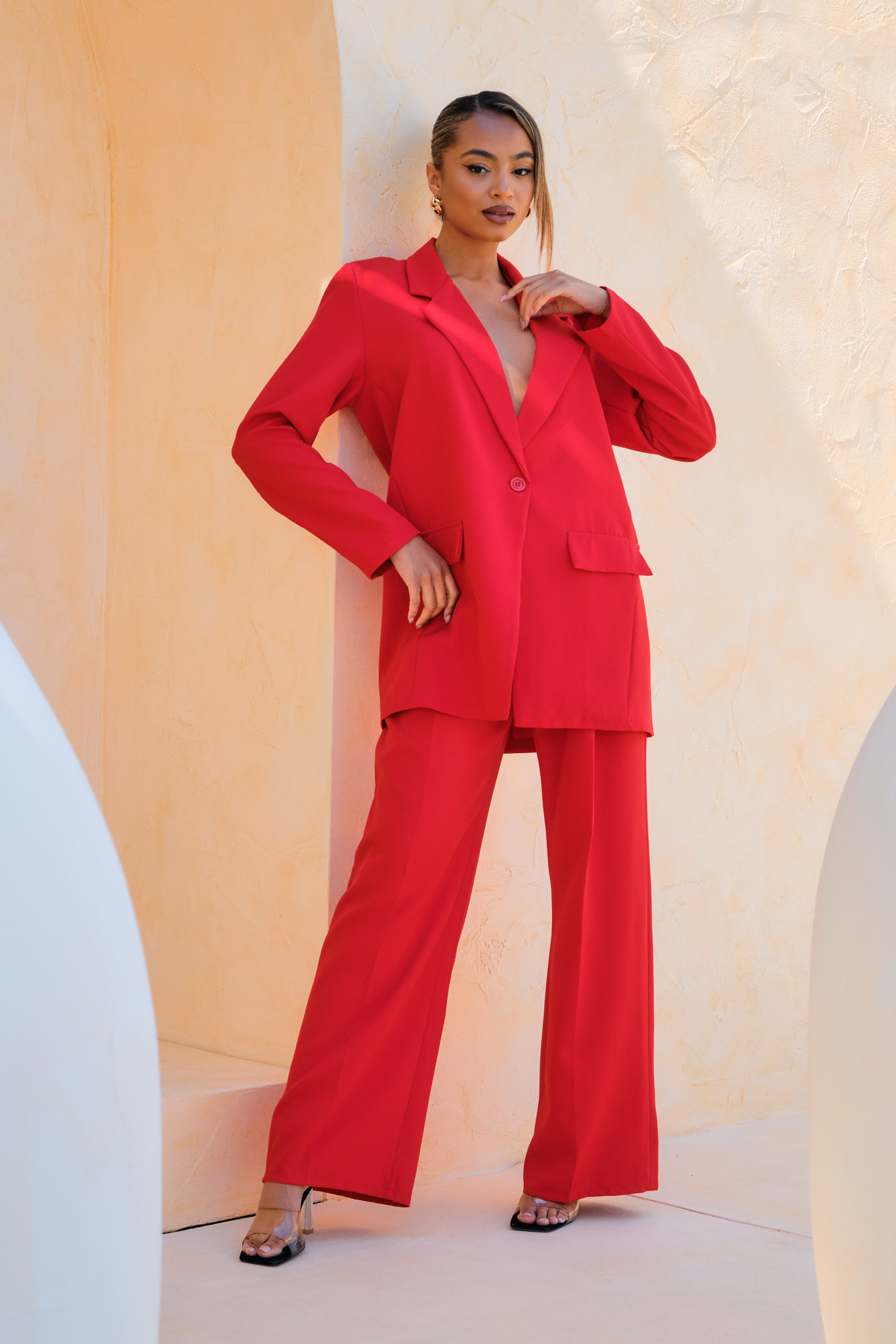 Preguta σετ σακάκι-παντελόνι κόκκινο Preguta σετ σακάκι-παντελόνι κόκκινο - Image 1