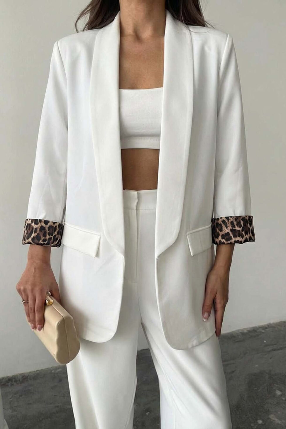 Sampson σακάκι με animal print λεπτομέρεια λευκό - Image 2