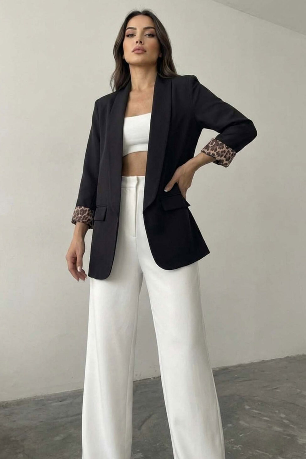 Sampson σακάκι με animal print λεπτομέρεια μαύρο - Image 2