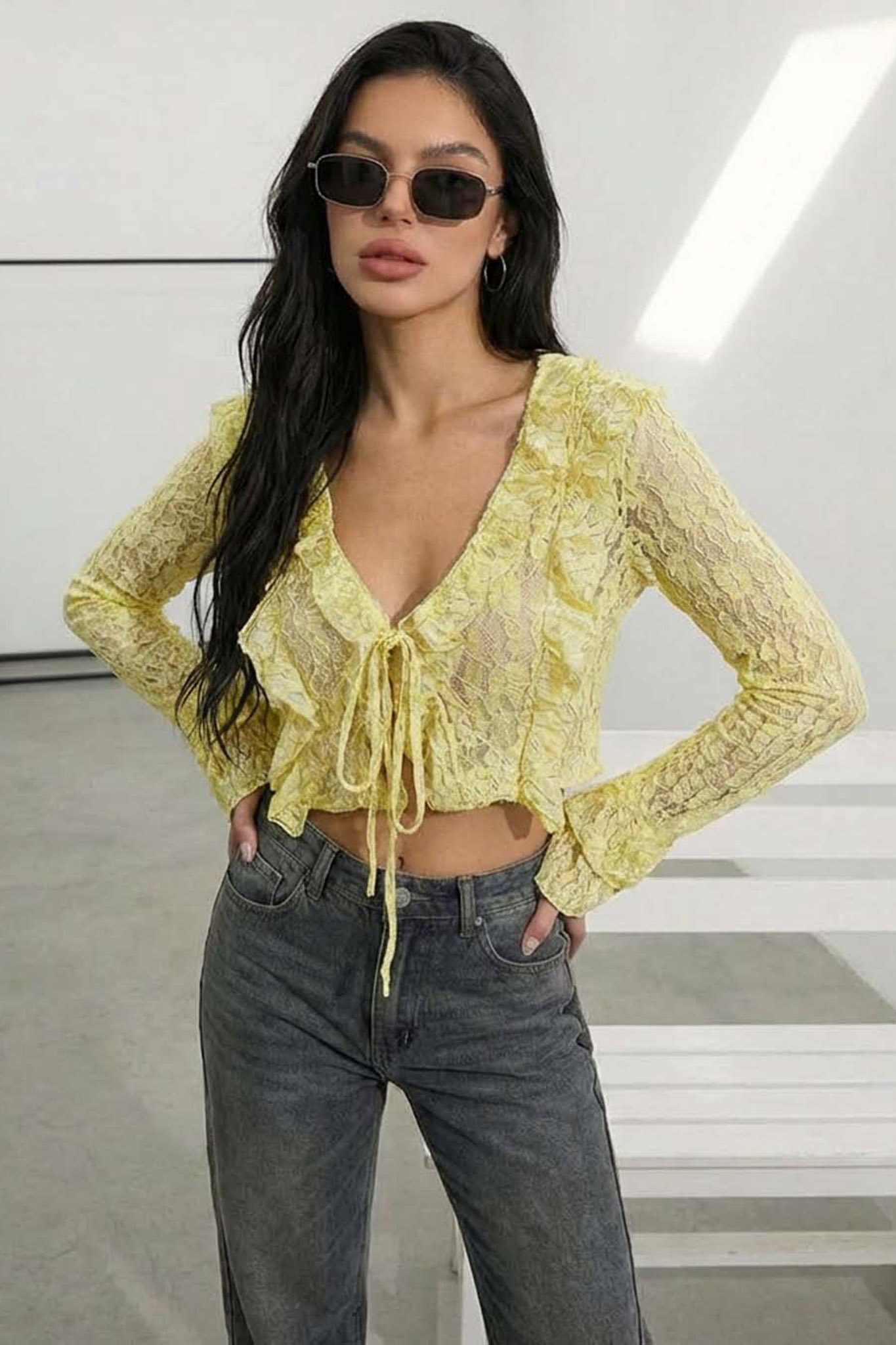 Savile τοπ με δαντέλα κίτρινο Savile τοπ με δαντέλα κίτρινο - Image 1