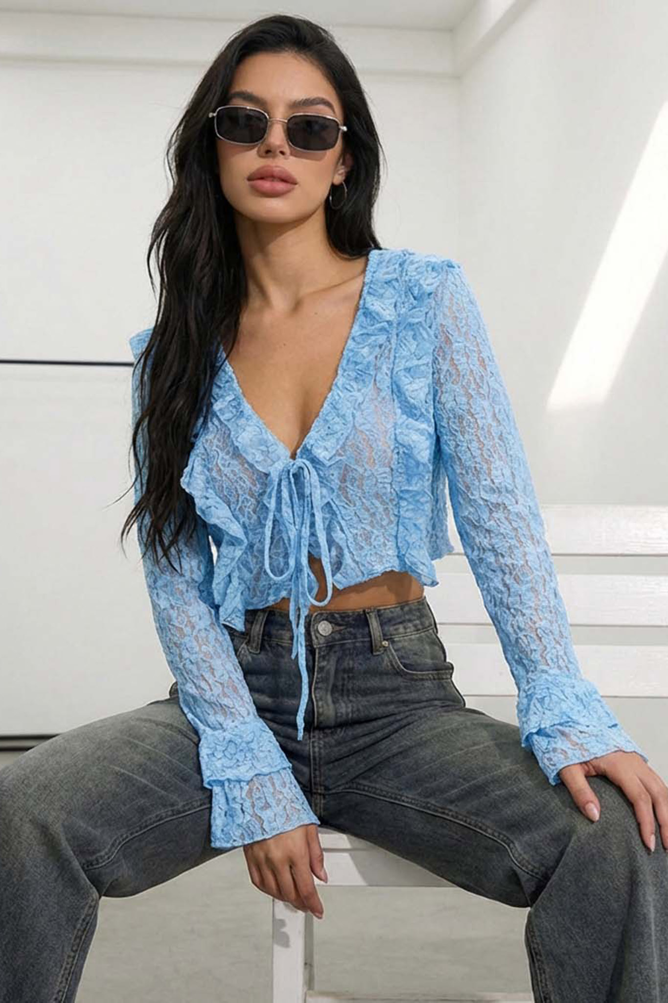 Savile τοπ με δαντέλα σιελ Savile τοπ με δαντέλα σιελ - Image 1