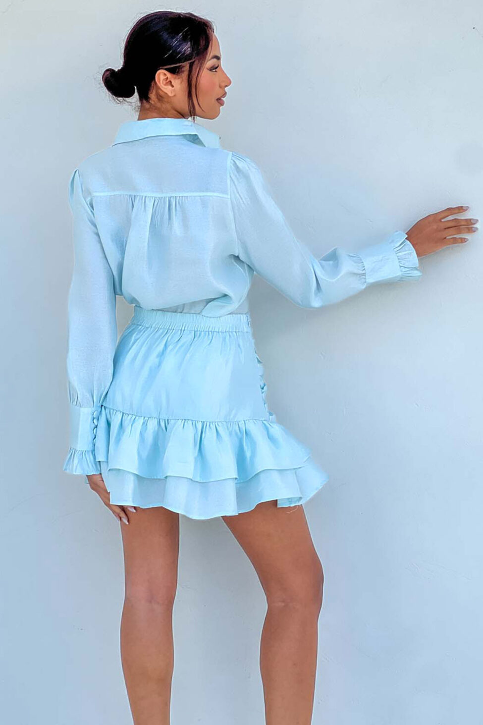 Savina σετ πουκάμισο φούστα σιελ - Image 2