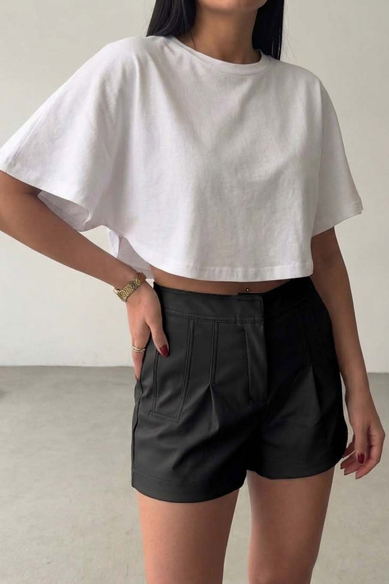 Scrap σορτς με πιέτες μαύρο Scrap σορτς με πιέτες μαύρο - Image 1