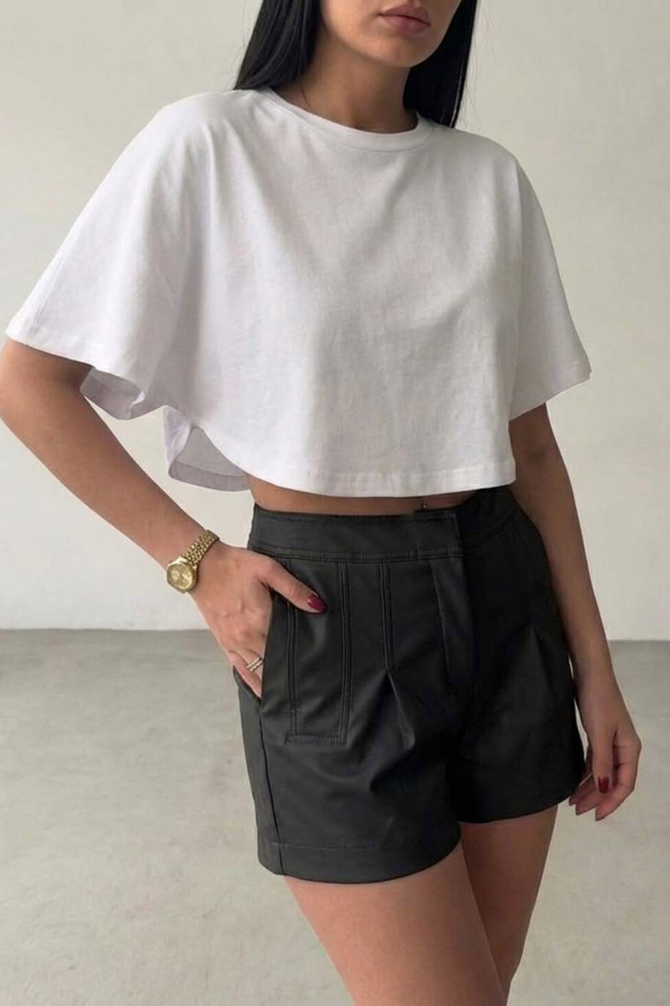 Scrap σορτς με πιέτες μαύρο - Image 2