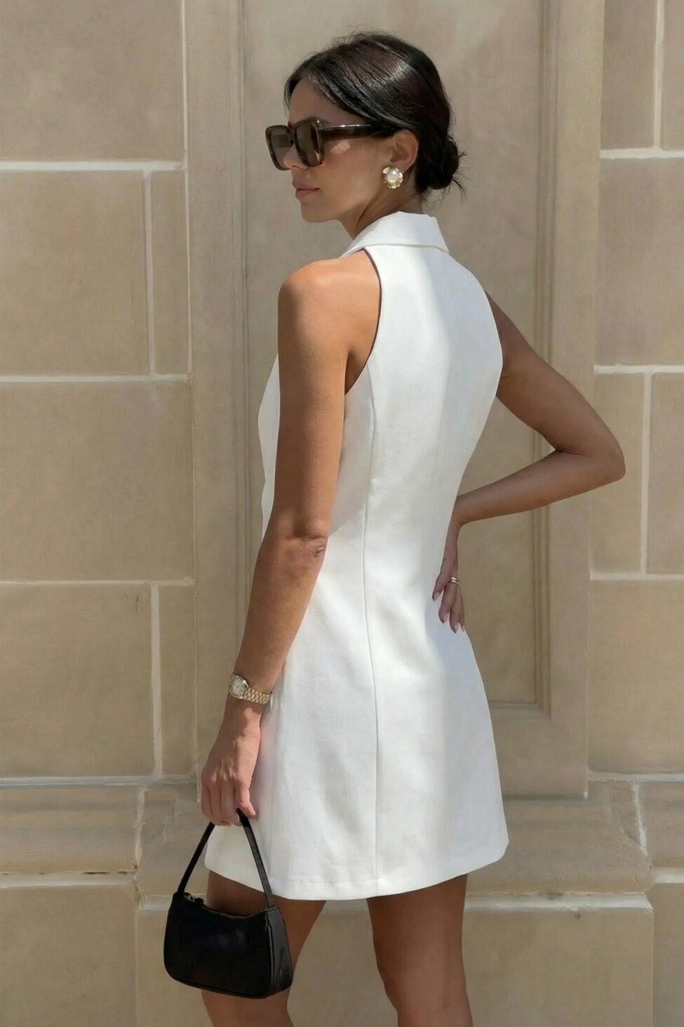 Seza φόρεμα μίνι blazer με κουμπιά λευκό - Image 2