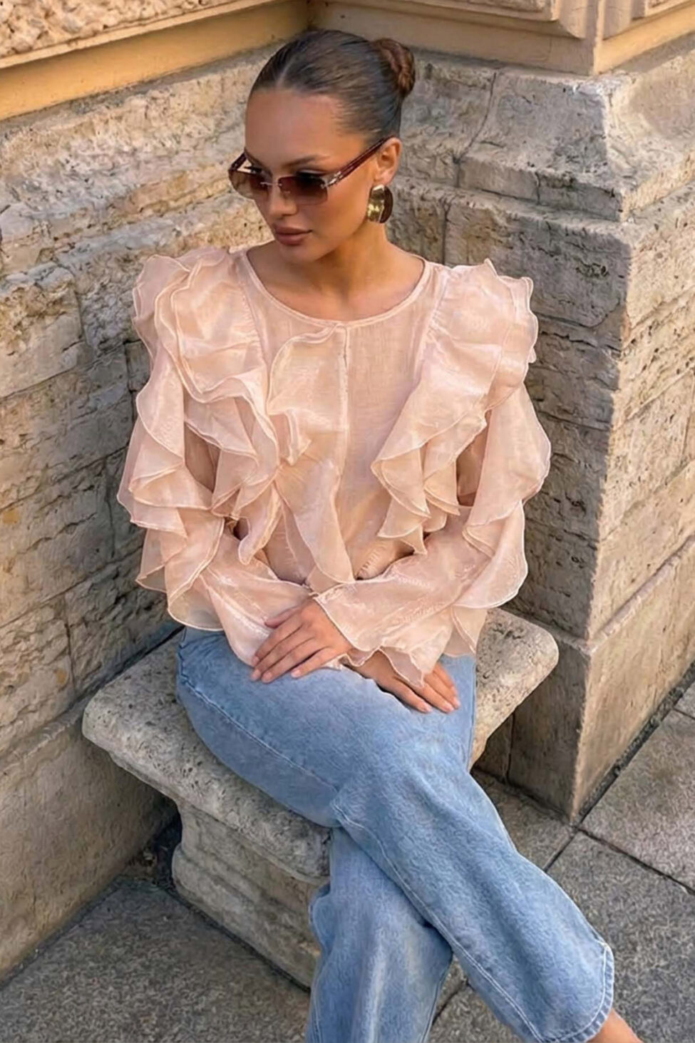 Silka μπλούζα με βολάν σομόν - Image 2