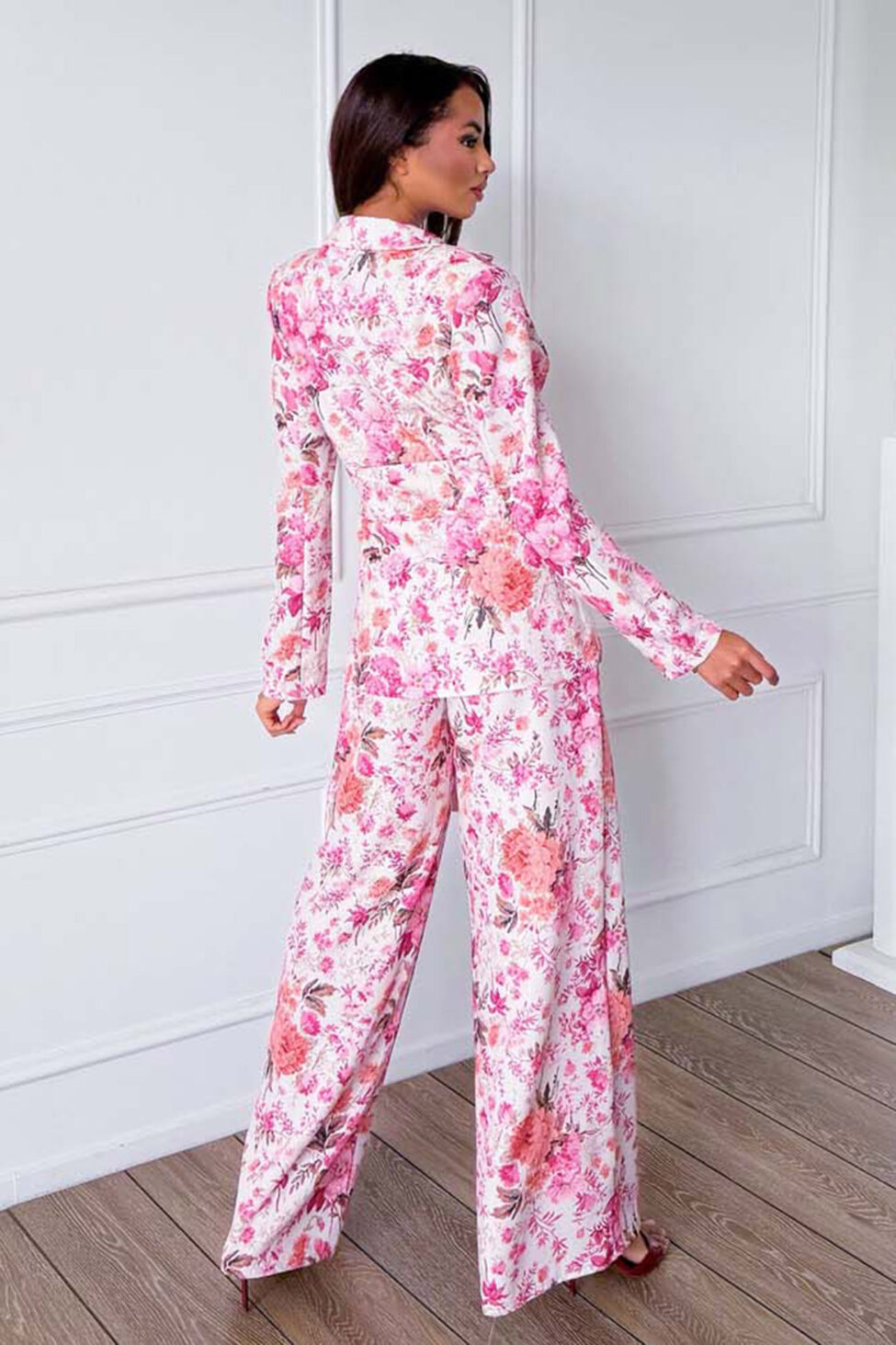 Skyline σετ σακάκι παντελόνι φλοράλ ροζ - Image 3