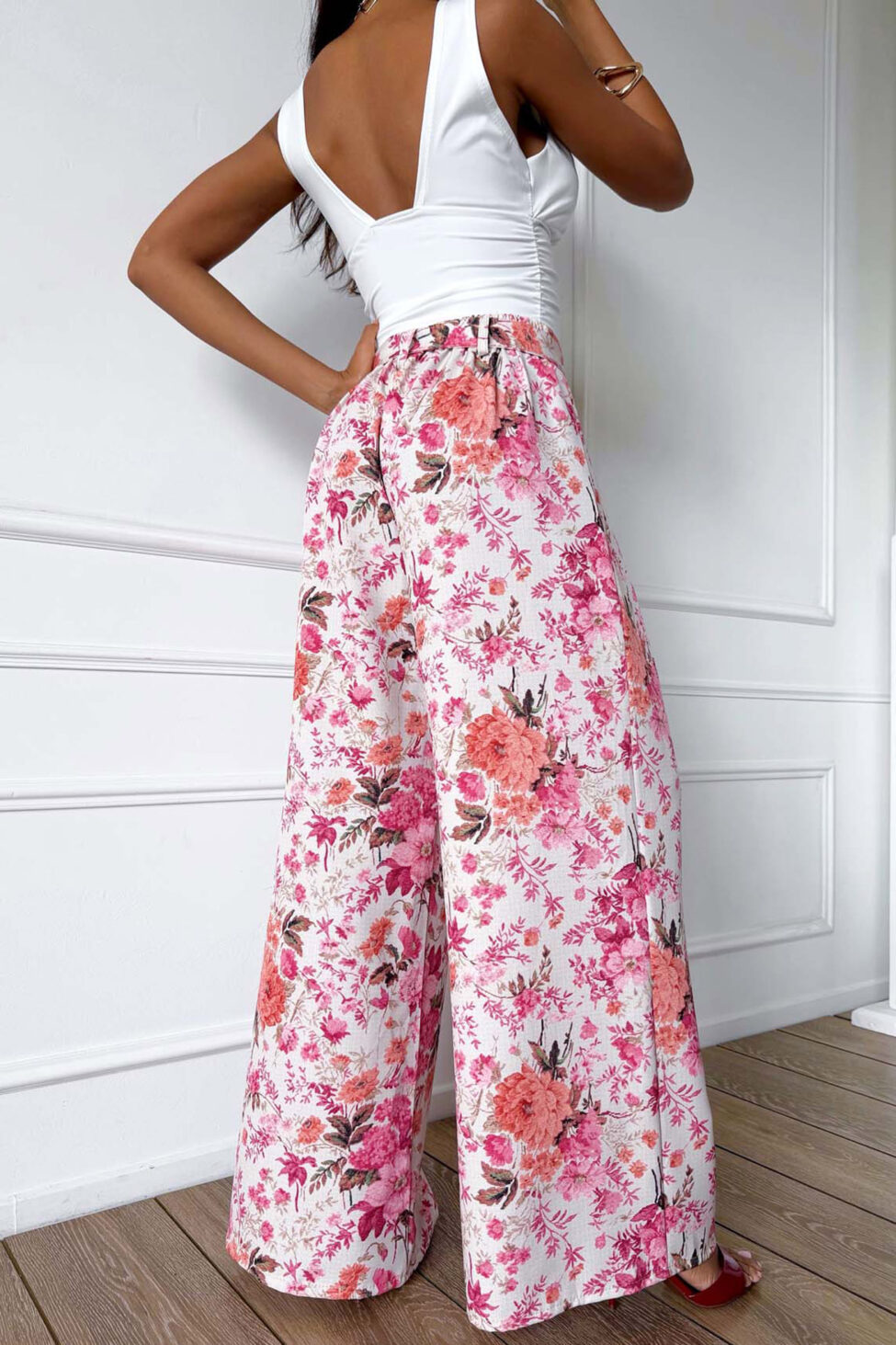 Skyline σετ σακάκι παντελόνι φλοράλ ροζ - Image 5