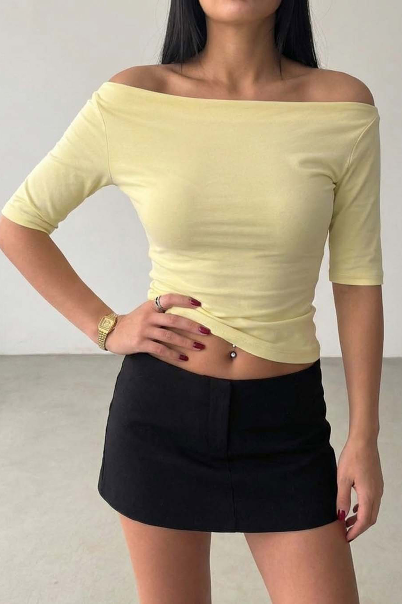 Sota μπλούζα τρουακάρ μανίκι κίτρινο Sota μπλούζα τρουακάρ μανίκι κίτρινο - Image 1