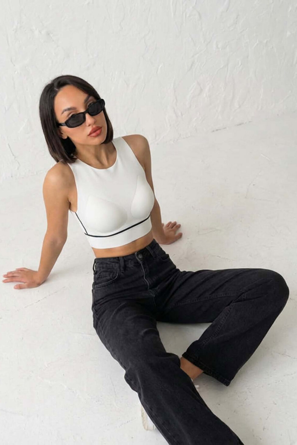 Talia αθλητικό crop τοπ λευκό - Image 2